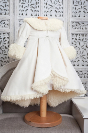 Duchesse - Ivory Train Girl Coat with faux fur