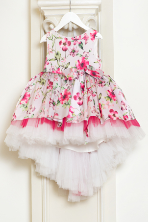 Summer Flower - Special occasion dress for girls with train and bow