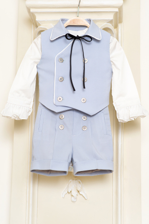 Azur - 9/12 Months - Costum baieti cu camasa personalizata