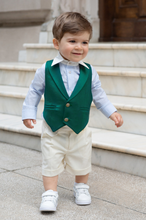 Summer Deep Forest - elegant green waistcoat suit for boys