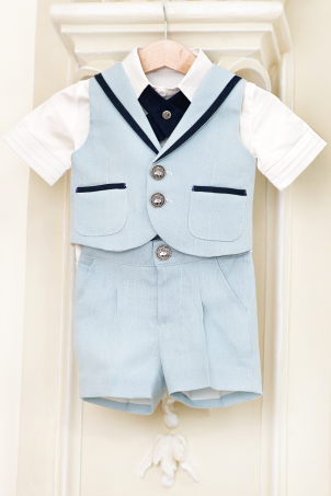 Baby Blue - elegant linen waistcoat suit for boys