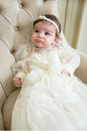 Shining Fairydust - Ivory Catholic silk veil dress with pearls and Chantilly lace