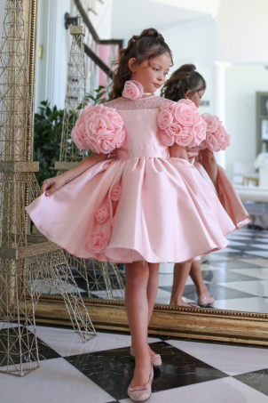 Princess Esmae -  Taffeta and lace dress decorated with handcrafted roses
