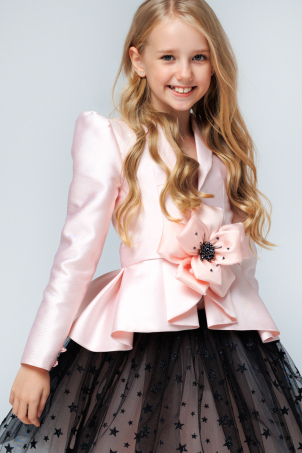 Midnight Star - flower extravagant blazer for girls, made from pink taffeta