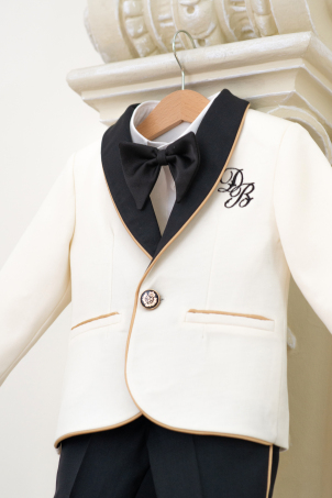 Classic Gold -  Classic elegant black and ivory suit jacket with golden details