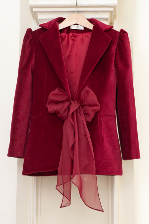 Sempre Dolce - Sweet bow blazer for girls, made of cotton velvet