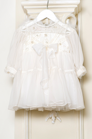 Petite Shining Fairydust - Ivory silk veil dress with pearls and Chantilly lace