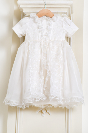 Sweet Nicolle - Christening Silk Chiffon and Lace Gown for Girls