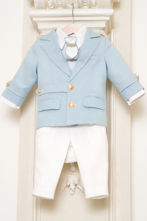 Forever Summer - Summer suit with a beautiful blue coat decorated with gold buttons