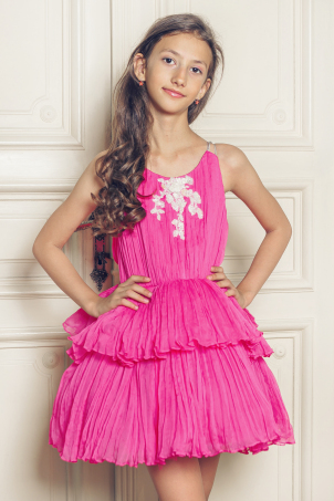 Elyse - Elegant dress for girls made of silk chiffon and lace