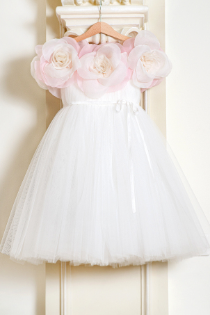 Water Lily - Ivory tutu dress with handcrafted delicate flowers