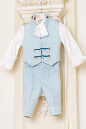 Blue Knight - Costum de ocazie din in cu jabou pentru baieti