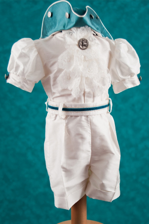 Baby Blue - Boy Silk Vintage Suit - with lace jabot