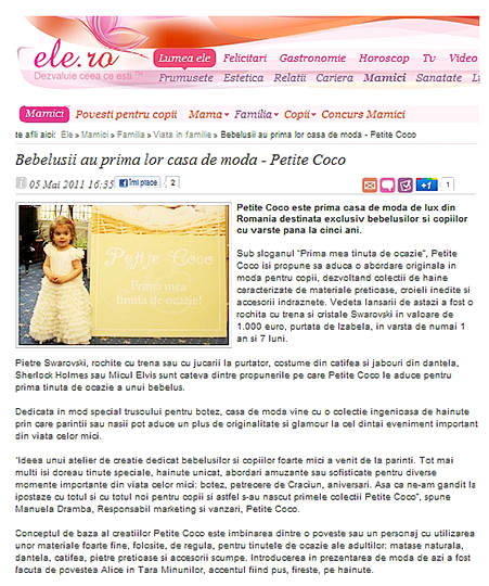 Ele.ro - about Petite Coco official opening